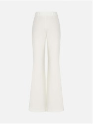 Flared trousers with a metallic belt