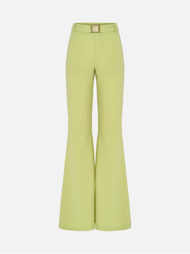 Flared trousers with a metallic belt