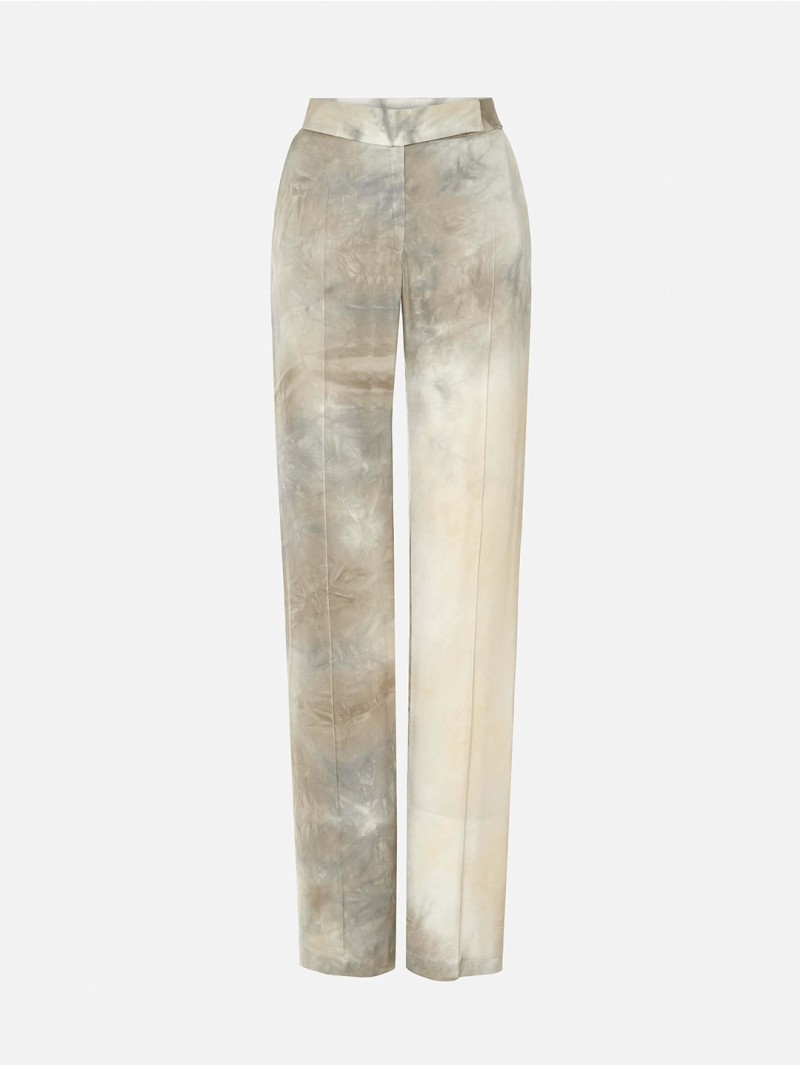 Calça estampada fluída de corte reto