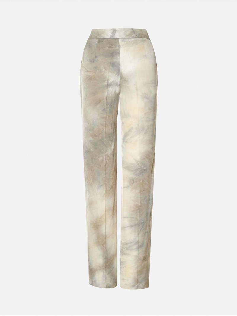 Calça estampada fluída de corte reto