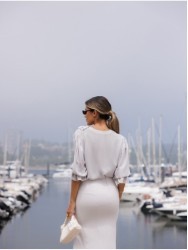 Saia de comprimento midi com abertura lateral