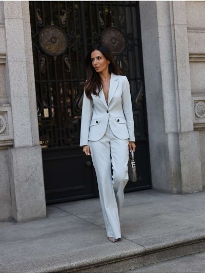 Flared trousers in solid fabric