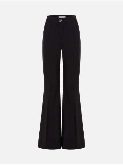 Flared trousers in solid fabric