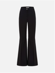 Flared trousers in solid fabric