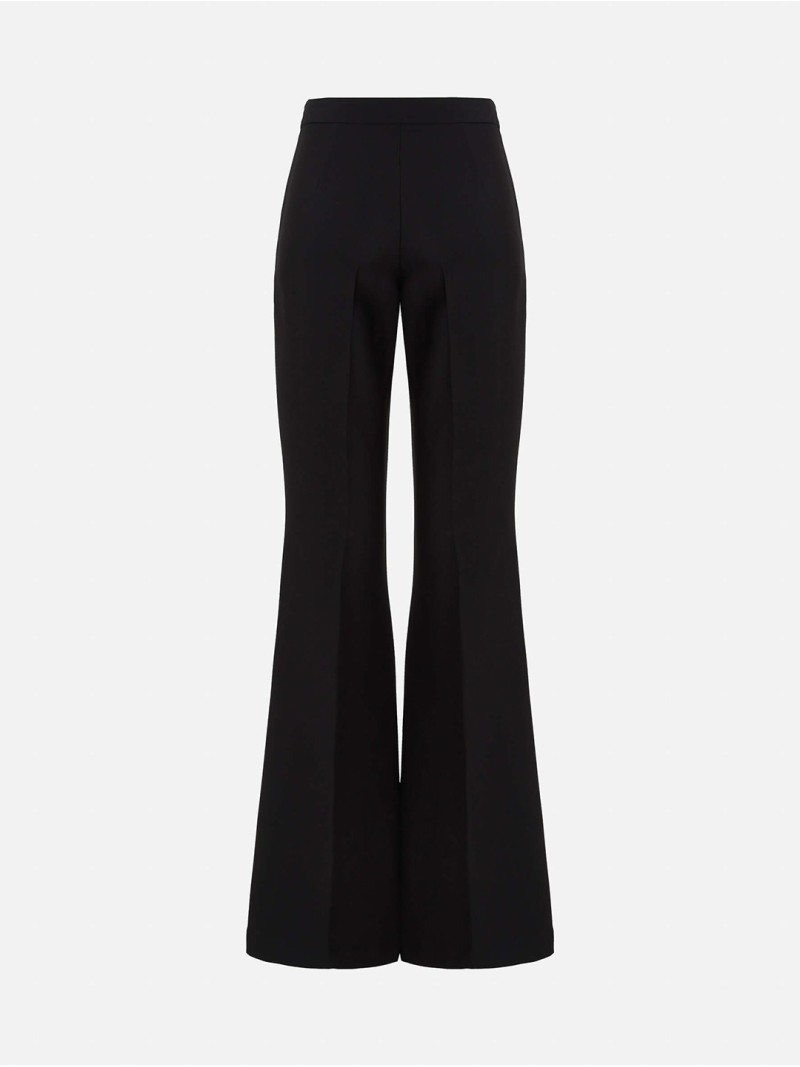Flared trousers in solid fabric