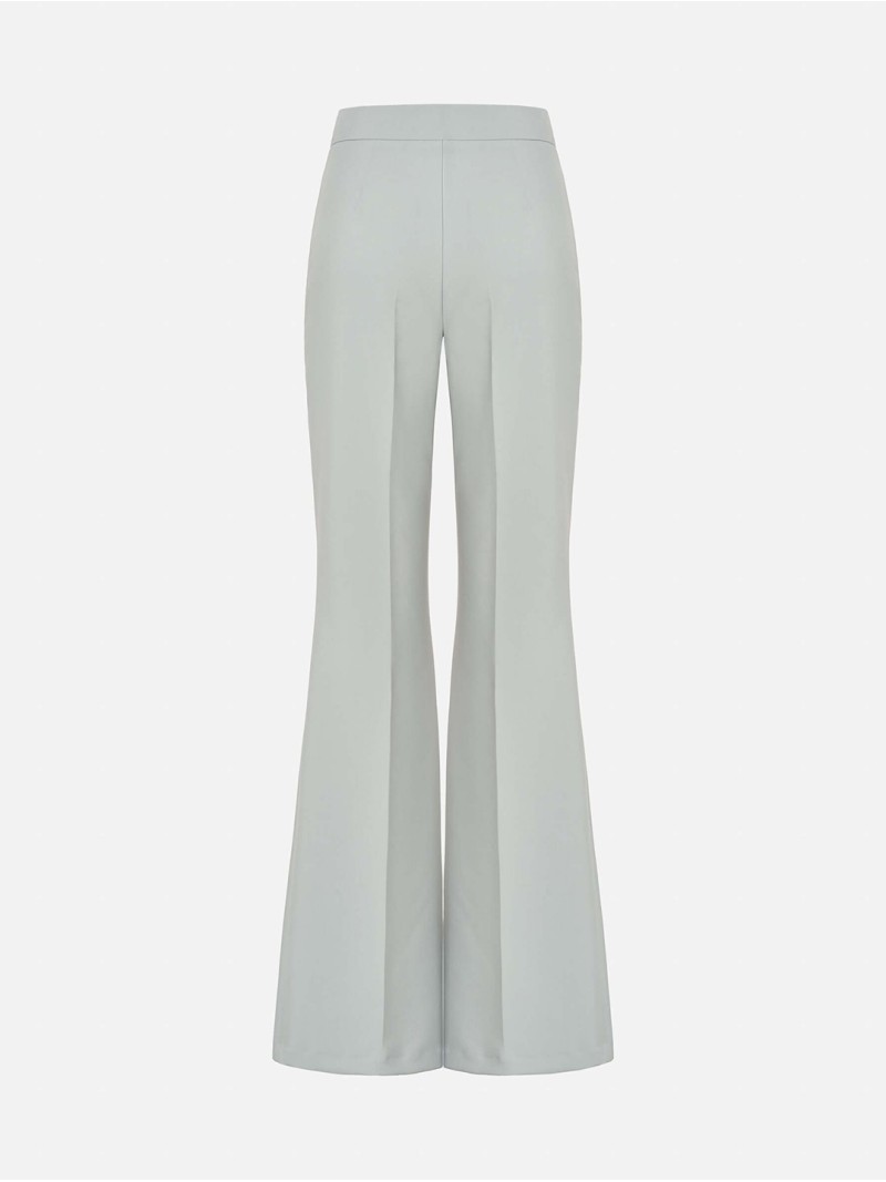 Flared trousers in solid fabric