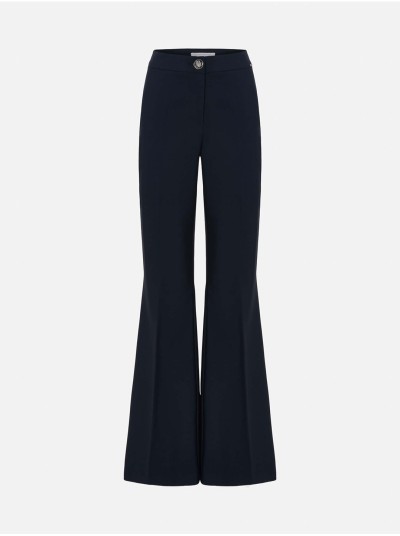 Flared trousers in solid fabric