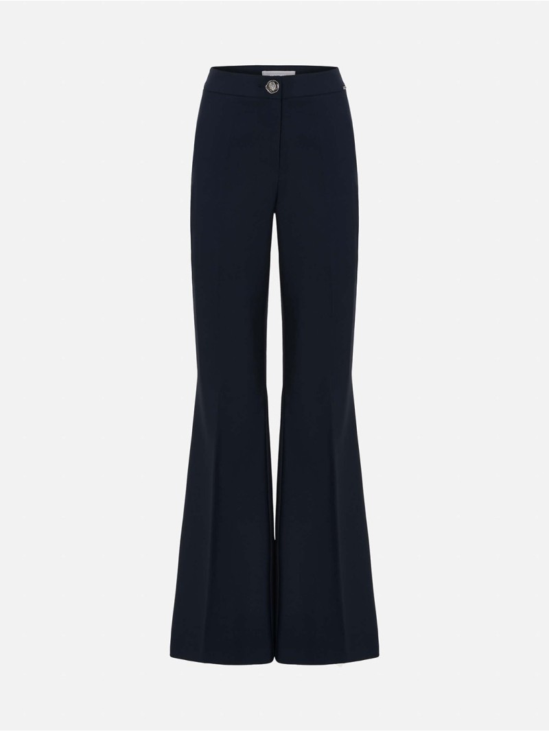 Flared trousers in solid fabric