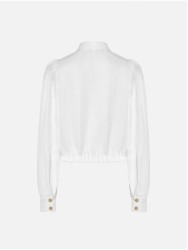 Blouse in crepe fabric with metallic snap button