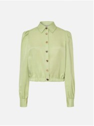 Blouse in crepe fabric with metallic snap button