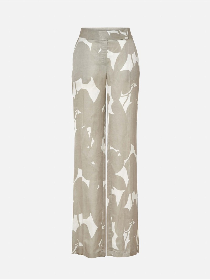 Long trousers in printed fabric