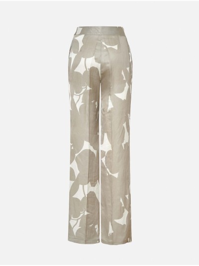 Long trousers in printed fabric