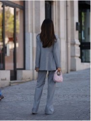 Long trousers in striped fabric