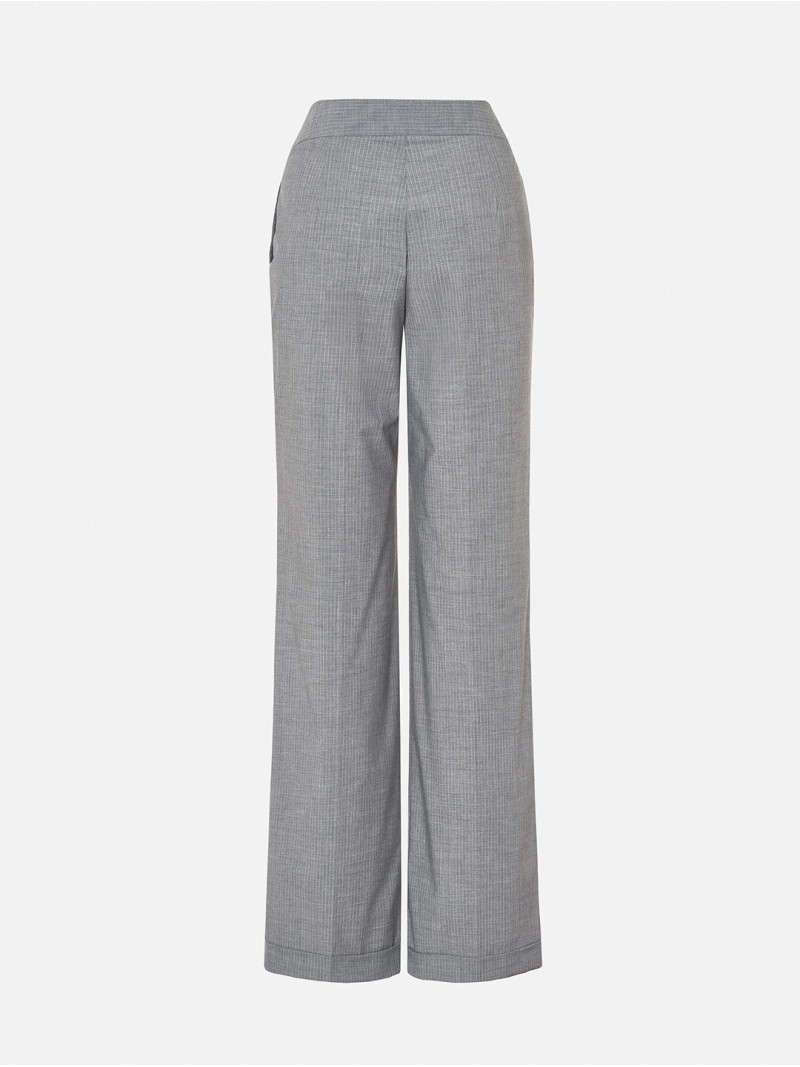 Calça comprida tecido às riscas