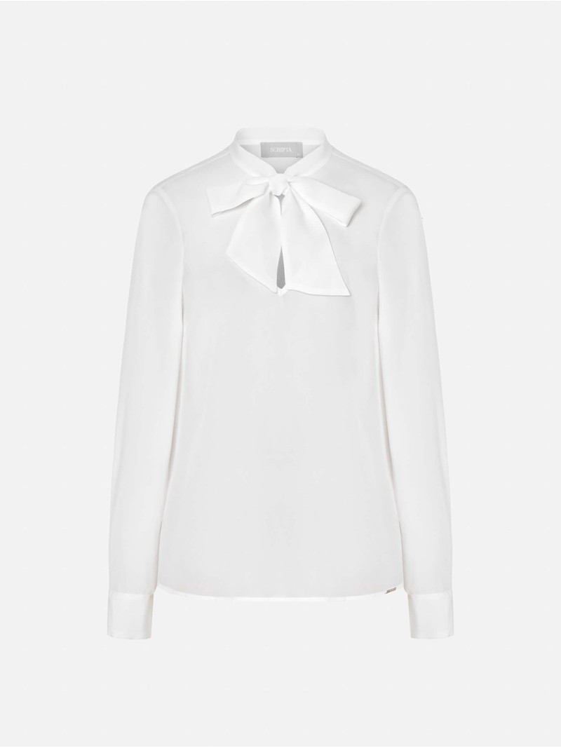 Blusa lisa com efeito laço no decote