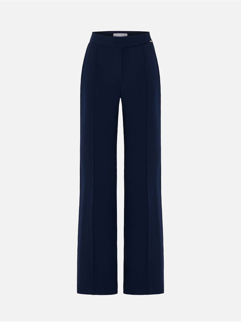 Straight-cut trousers in solid fabric