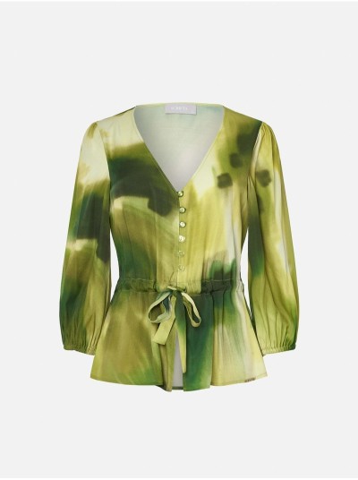 Blusa estampada com botões na frente