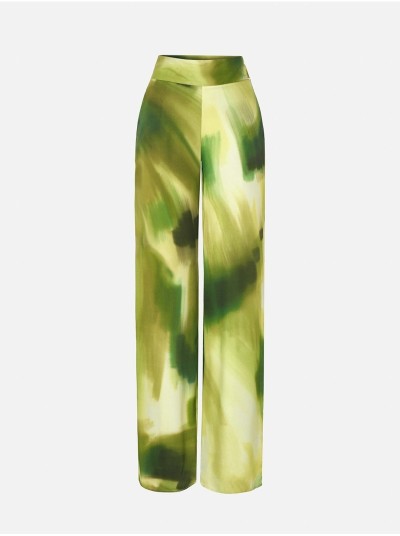 Calça estampada comprida de fitting reto