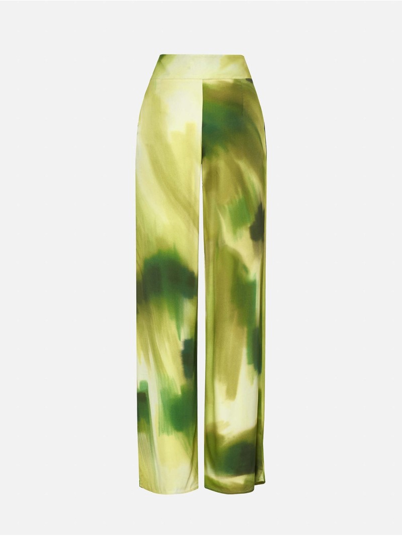 Long printed trousers with a straight fit