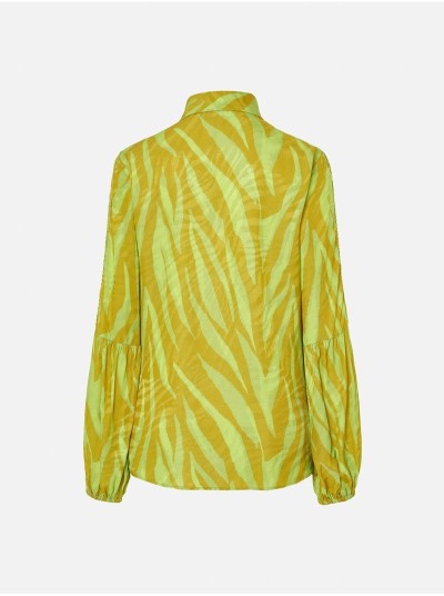 Blusa estampada com detalhe de renda