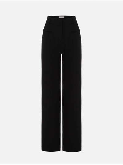Calça comprida de fitting reto e cintura subida