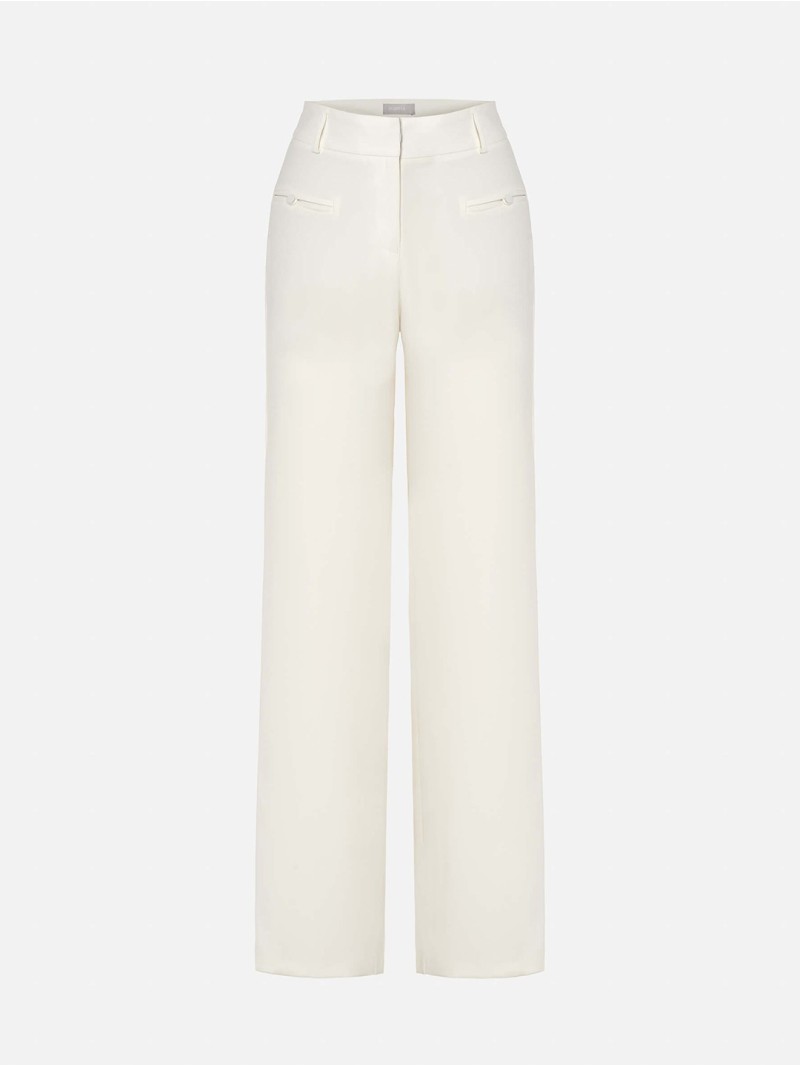 Long trousers with a straight fit and high waist
