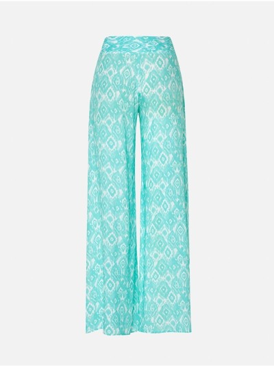 Long trousers with side openings