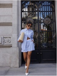High-waisted shorts with a drawstring