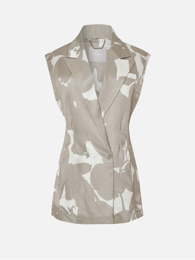 Printed vest with shoulder pads