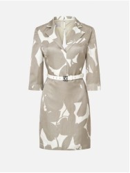 Dress with a flap collar and personalized belt.