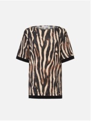 Printed sweater with contrasting inserts