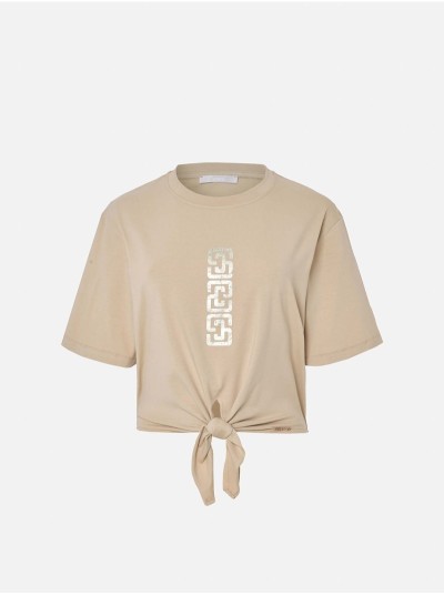 Sweater with a print and knot effect