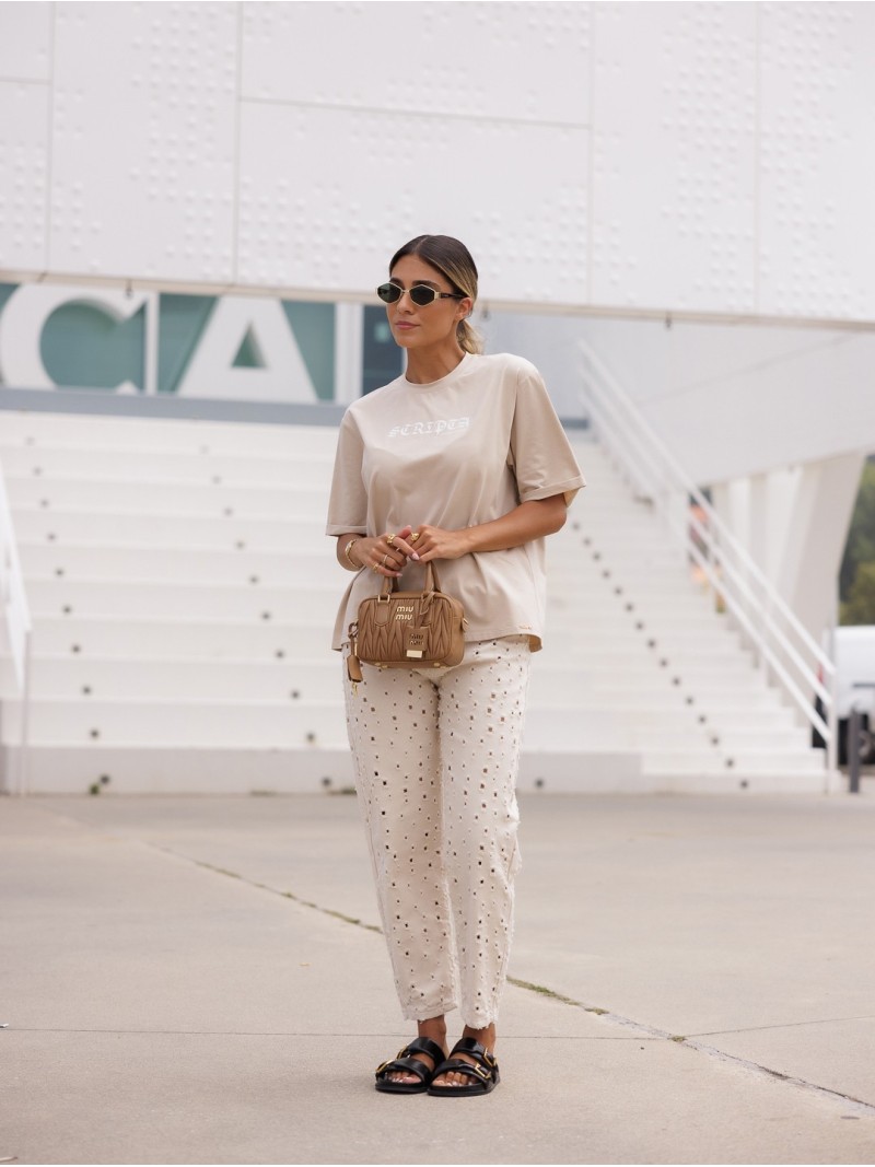Sweater with a print and a cuff detail on the slee