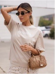 Camisola com estampado e beirola na manga