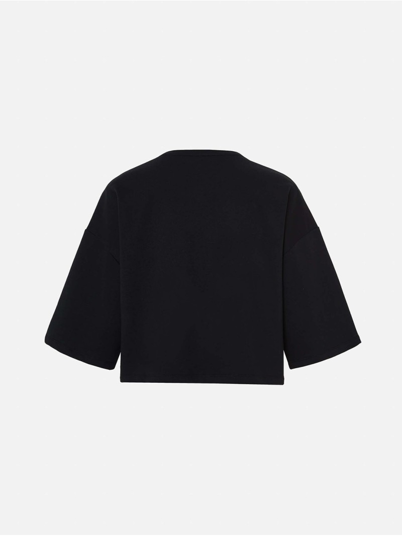 Fleece sweater with a print detail