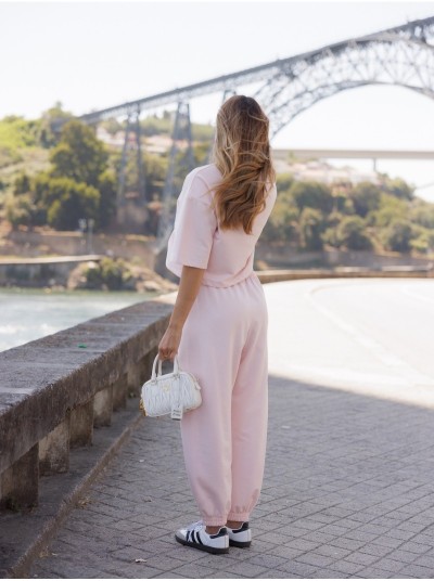 Trousers in knit fabric with a drawstring