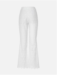 Lace fabric trousers with a flared fit