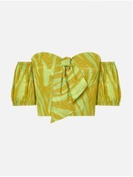 Top curto estampado sem ombros