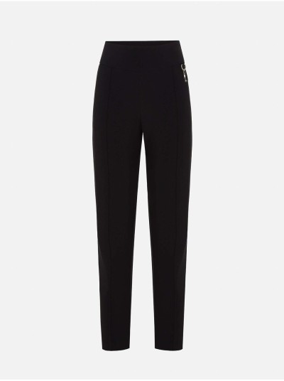 High-waisted trousers with metallic appliqué detai