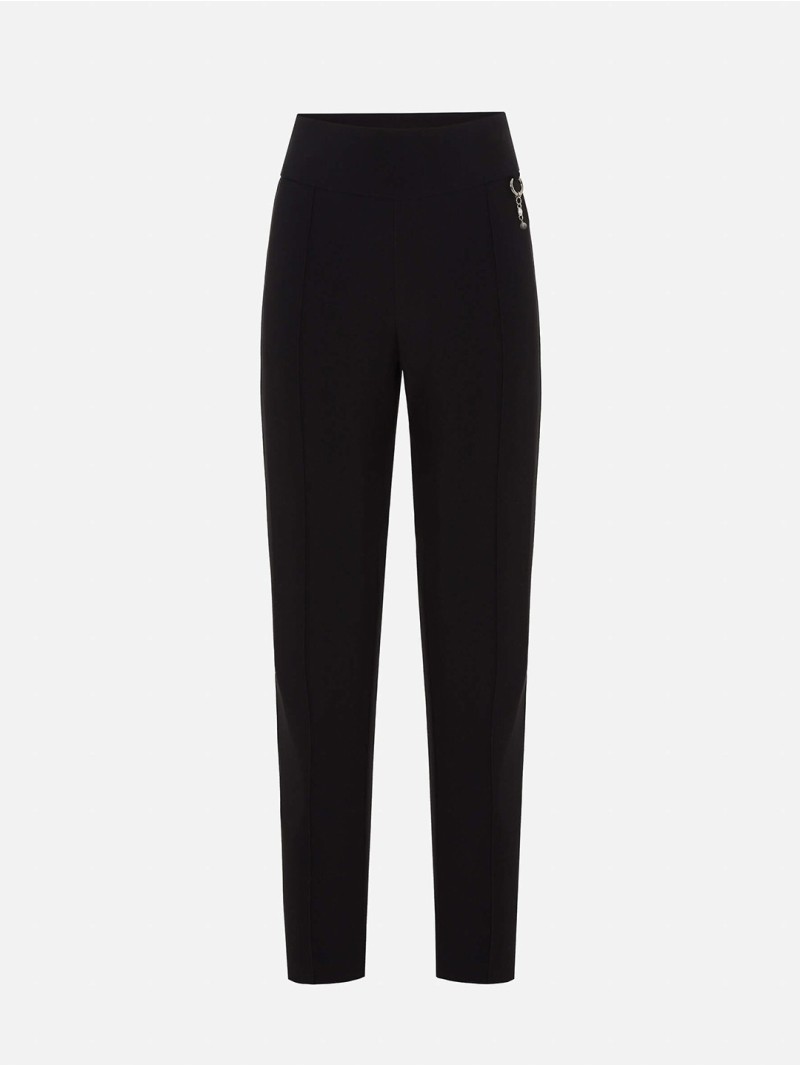 High-waisted trousers with metallic appliqué detai
