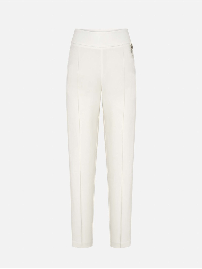 High-waisted trousers with metallic appliqué detai