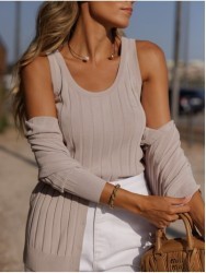 Ribbed effect jacket with metallic buttons