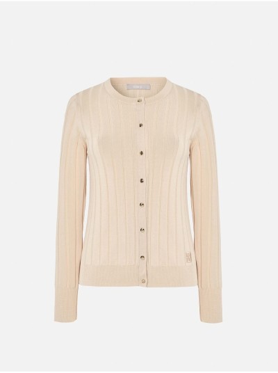 Ribbed effect jacket with metallic buttons