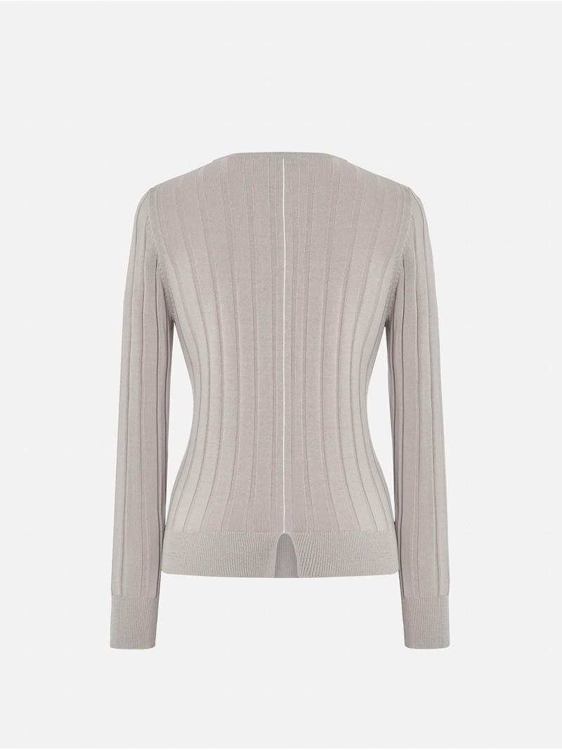 Ribbed effect jacket with metallic buttons