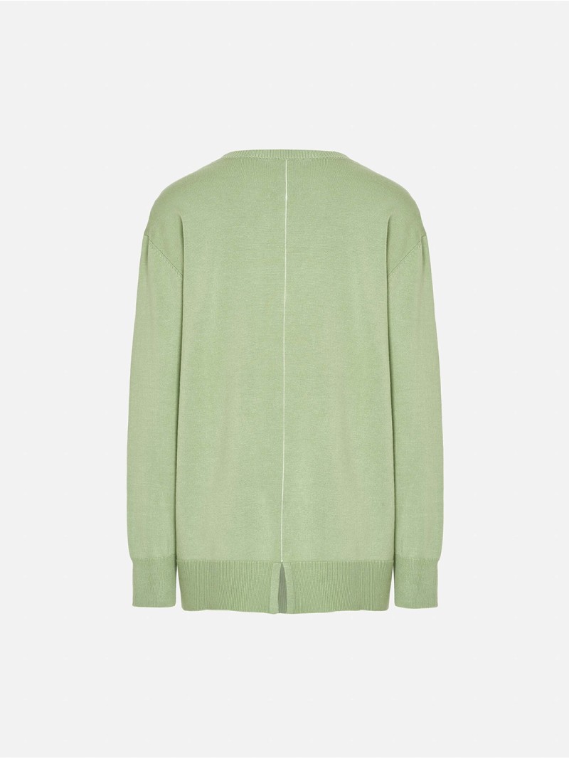Long-sleeve sweater with contrasting stripes