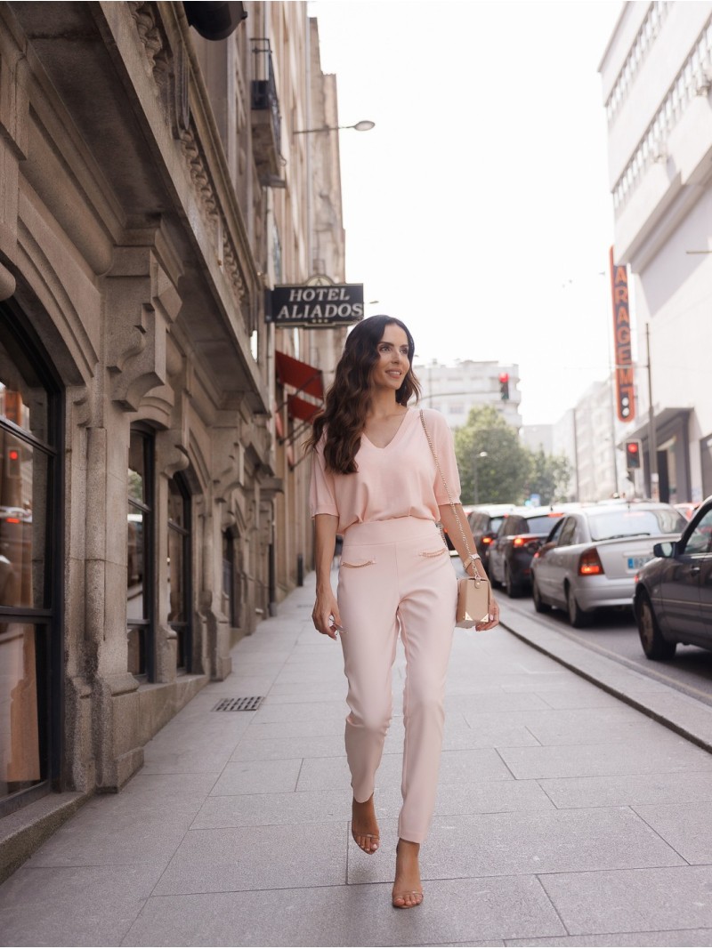 Camisola em malha com decote em V