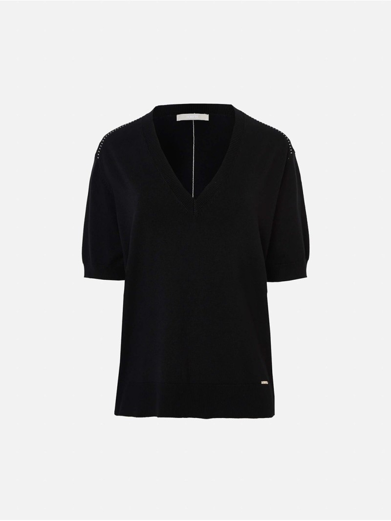 Camisola em malha com decote em V