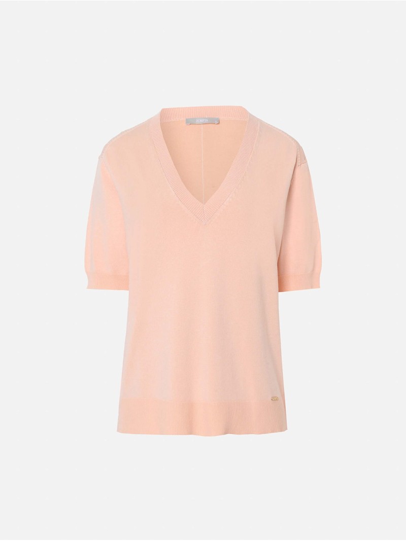 Camisola em malha com decote em V