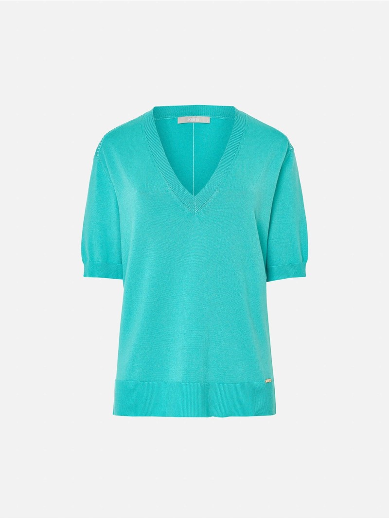 Camisola em malha com decote em V