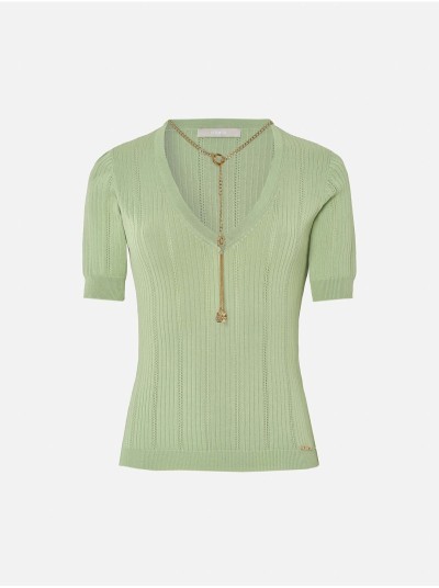 Camisola em com decote em V com fio personalizado